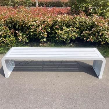 Imagem de LOERSS Banco sem costas ao ar livre, banco de jardim, banco de pátio, cadeira de parque, para frente, varanda, gramado, quintal (tamanho: 120 cm/47 pol, cor: branco)