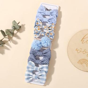 Imagem de 10 peças de laços de cabelo com laços pequenos elásticos de 4 cm, suportes de rabo de cavalo, tecido macio, laço de flor, faixas de cabelo de borracha para mulheres jovens (10 peças)