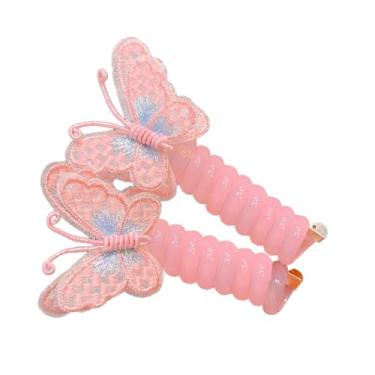 Imagem de 2 laços de cabelo, prendedores de rabo de cavalo macios para cabelos lisos, sem danos para cabelos lisos e doces, anel de cabelo de resina plástica feito à mão para uso diário