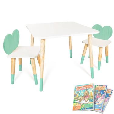 Imagem de Kit Educativo Mesa e 2 Cadeiras Infantil Coração - Eita Casa Perfeita,