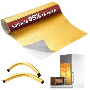 Imagem de O alumínio automotivo Heat Shield reflete 95% do calor radiante, protetor térmico de fogão de 30,5 cm x 101,6 cm para proteger a geladeira, envoltório de escudo térmico para escapamento, motocicleta