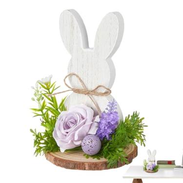 Imagem de Placa Em Para Páscoa - Adorável Centro de Mesa Coelho com Laço - Com Laço E Decorações De Coelho Da Páscoa | Para Decoração De Primavera Interior Festival E Bandeira Em Camadas