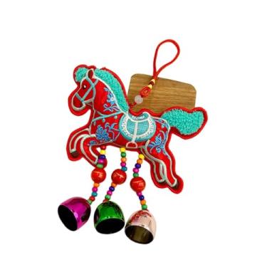 Imagem de Esquirla Enfeite de cavalo para o Ano Chinês, decoração Feng Shui para o Festival da Primavera, leve e multifuncional, pingente de desenho animado para, Cavalo Vermelho Correndo, Sinos
