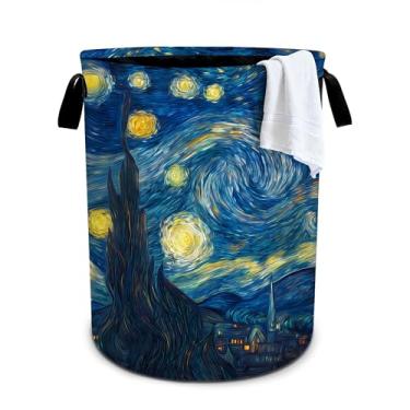 Imagem de Cesto de lavanderia com céu noturno estrelado, cesto de lavanderia, dobrável, organizador de balde de roupas, 40 x 40 cm, para lavanderia/quarto/banheiro