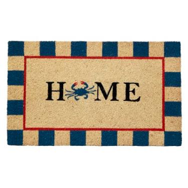 Imagem de Capacho HF by LT Home Crab 100% natural de coco, 45 x 76 cm, tapete de boas-vindas durável com suporte de PVC sem chumbo, tapete de entrada ecológico para ambientes externos e internos para decoração