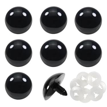 Imagem de TOAOB 8 peças de olhos grandes de segurança de 35 mm para amigurumis artesanato de plástico preto olho de boneca com arruelas para fazer animais de pelúcia de crochê DIY suprimentos para fazer bonecas