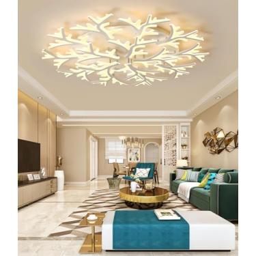 Imagem de Luminária de teto para sala de estar com controle remoto por aplicativo, lâmpada de teto LED dimerizável, luminária pendente Dendrite de design moderno para sala de estar, quarto e escritóri