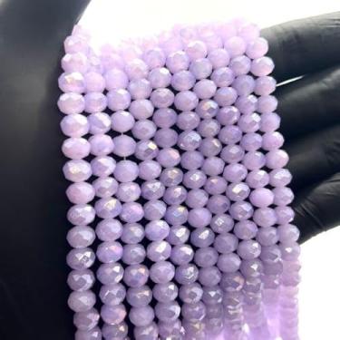 Imagem de Fio de Cristal de Vidro 8mm Facetado para Bijuterias e Artesanato – 67 Peças por Fio (LILAS OPAL BOREAL)