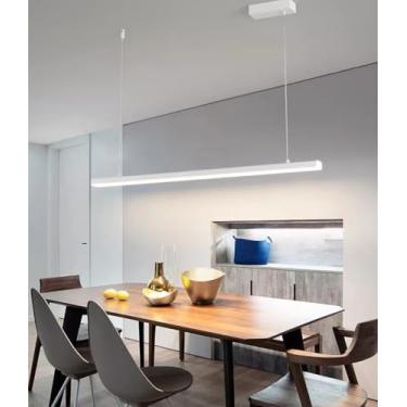Imagem de Luminária pendente LED para mesa de jantar, com intensidade regulável, design moderno com controle remoto, luminária pendente linear, lustre com altura ajustável para sala de jantar, cozinha
