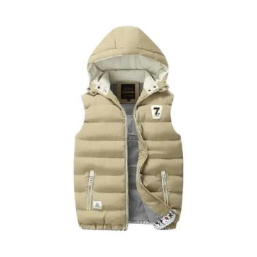 Imagem de Colete De Inverno Masculino 5XL Com Capuz, Sem Mangas, Casual, Aquecid