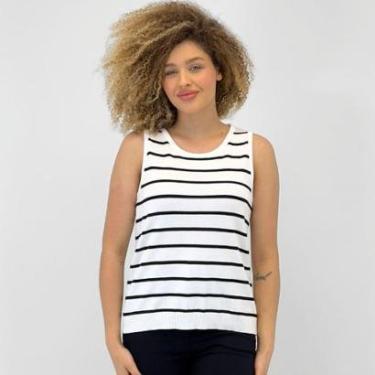 Imagem de Blusa Via Tricot Regata Modal Listrada Feminina-Feminino