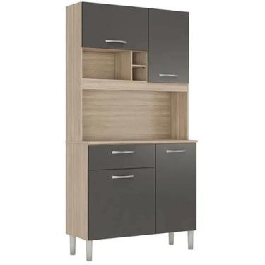 Imagem de Armário de Cozinha Malta 4 Portas 1 Gaveta Demobile Cor Avena com Graf