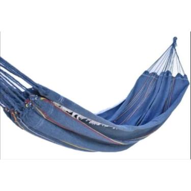 Imagem de Rede de Dormir Casal Reforçada de Jeans - Design Elegante, Macia e Confortável, Ideal para Descanso em Varanda, Jardim ou Casa (REDE CINZA SOLTEIRO)