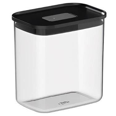 Imagem de Pote Hermético Cozinha 650ml Ou Retangular Empilhavel Branco, Preto, 1