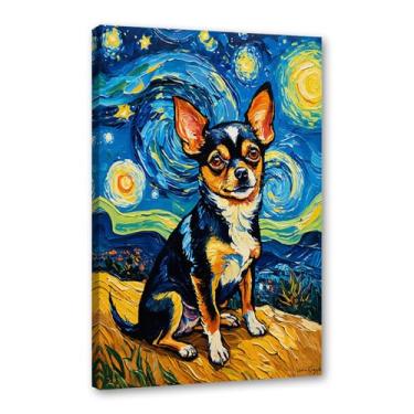 Imagem de Pôster colorido abstrato Van-Gogh com pintura a óleo floral noite estrelada impressão de animais engraçados para decoração de casa e sala de estar (SKU11,27.9x35.6 cm = (28x35 cm), emoldurado (tela