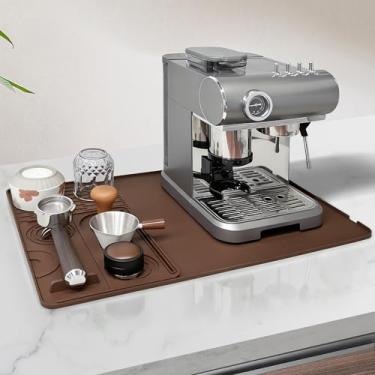 Imagem de Volminex Tapete de café, tapetes de barra de café de 40,6 x 58 cm para bancada com tapete removível, tapete de balcão de cozinha de secagem de silicone, adequado para utensílios de mesa e máquinas de