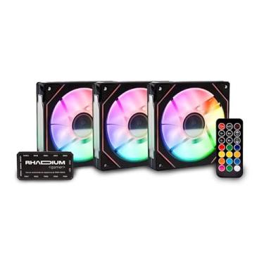 Imagem de Kit 3 Cooler Fan Rhadium para Gabinete 120mm Led Argb Controle Rhacoo0002 Preto