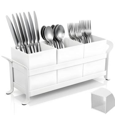 Imagem de MAQUITA Suporte de utensílios de cozinha branco – Suporte de talheres moderno para festas, organizador compacto e versátil, ideal para bancadas e festas