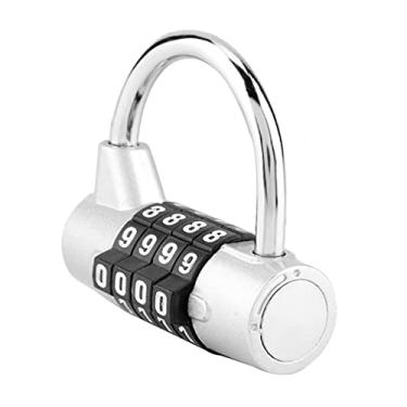 Imagem de Generic Bloqueio de Senha de Segurança para Mala de Viagem, Cadeado de Combinação Com Código Reconfigurável, Bloqueio de 4 Dígitos para Caixas de Ferramentas, Armários, Liga de Zinco (Prata)