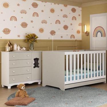 Imagem de Berço Americano 3 em 1 com Cômoda 1 Porta 4 Gavetas Ternura Multimóvei