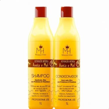 Imagem de Kit Shampoo + Condicionador 1L Aveia e Mel Tratamento Capilar Profissional Maranata Hair
