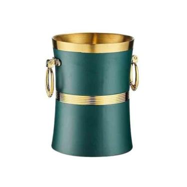 Imagem de Balde de gelo comercial bar cerveja vinho balde de gelo criativo aço inoxidável balde de gelo balde de gelo barra balde de champanhe recipiente de gelo (verde)