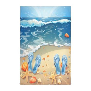 Imagem de Wassud Toalhas de cozinha toalhas de prato de cozinha de praia 1 pacote panos de prato macios com laço para pendurar toalha de mão super absorvente de secagem rápida toalhas de chá de mesa decorativas