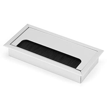 Imagem de Hyuduo Ilhó de Cabo de Liga de Alumínio, Organizador de Cabo de Mesa Moderno para Gerenciamento de Fios 80x80x160mm, Tampa Durável para Furo de de Mesa de Computador Doméstico para Escritório