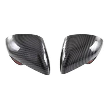 Imagem de Capa de espelho exterior do carro compatível com byd golfinho 2021-2025 fibra de carbono espelhos laterais tampas casos auto-adesivo 2 peças(LHD Carbon Fiber)