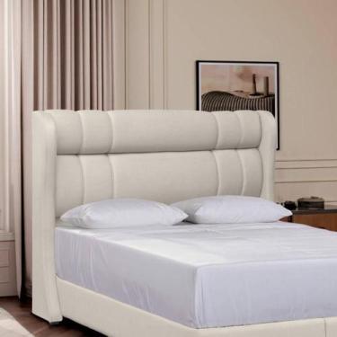 Imagem de Cabeceira Estofada Athenas 207cm Cama Box King Size Linho - SOFA STORE