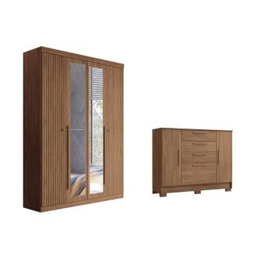 Imagem de Guarda Roupa +cômoda 2 Peças Qc322 Jatobá - Santos Andirá