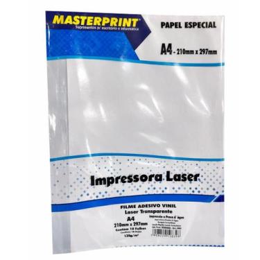 Imagem de Vinil Adesivo laser transparente A4 150g prova d'água c 10un - Masterp