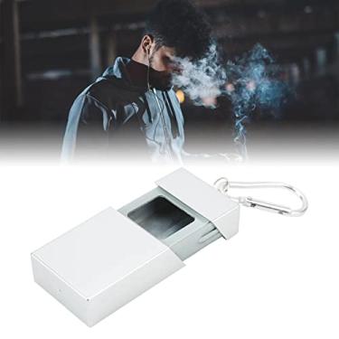 Imagem de Cinzeiro de bolso de aço inoxidável mini portátil com fivela de montanhismo para viagens ao ar livre (prata)