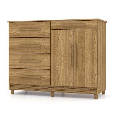 Imagem de Cômoda Sapateira Para Quarto 05 Gavetas E 02 Portas Livia Nature/brisa - Pallazio