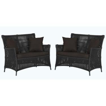 Imagem de 2 Sofás área Externa Igapó Alumínio Preta Corda Náutica E9 Preto