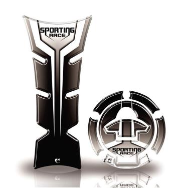 Imagem de Kit Protetor De Tanque E Bocal Moto Yamaha Sporting Race Prata Preto