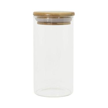 Imagem de Pote De Vidro Com Tampa De Bambu Oikos 300ml Hermético Redondo