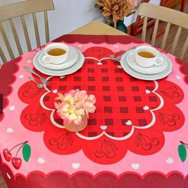 Imagem de Toalha Centro De Mesa Chá Quadrado 75x75cm Lepper Cereja