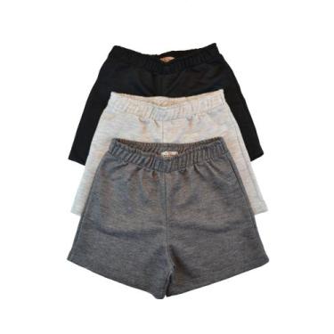 Imagem de Kit 3 shorts infantil/juvenil feminino poliéster confortável verão - N