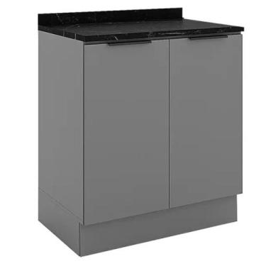 Imagem de Balcão com Tampo 2 Portas 80cm MDP MDF Lumina Telasul, CINZA/LACCA CIN