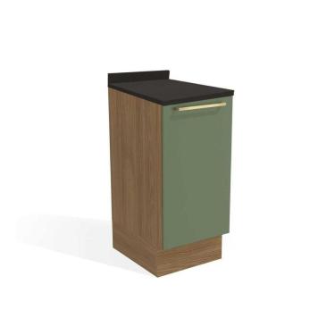 Imagem de Balcão De Cozinha Botanic M621 1 Porta C/ Tampo- Kappesberg Nogueira/oliva/preto - Kappesberg