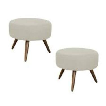 Imagem de Combo 2 Puffs Magnus Redondo Decorativo Pé Palito Branco