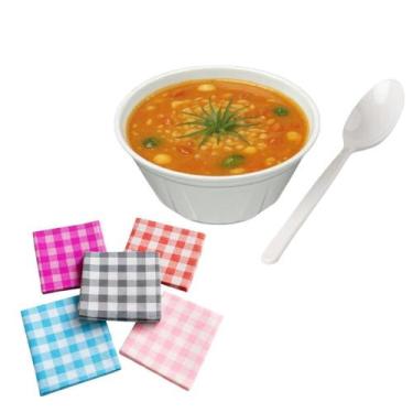 Imagem de Kit 150 Cumbuca Isopor 200Ml+Colheres+Guardanapos Festa - Lynx