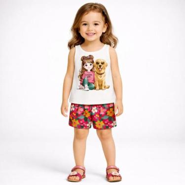 Imagem de Conjunto Infantil Menina Kyly Blusa e Shorts Estampado Verão Moda Kids