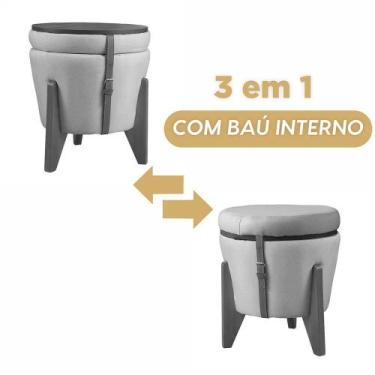 Imagem de Puff Para Quarto Design Moderno E Espaço Interno Linho Cinza - Natalin