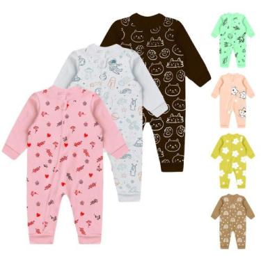 Imagem de Macacão Longo Suedine Estampado Bebê com Zíper 100% Algodão - Koala Ba