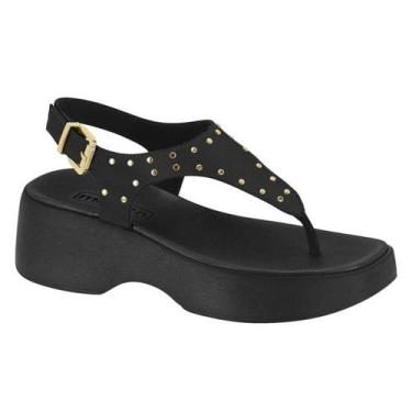 Imagem de Sandália Moleca Flatform Plataforma Meia Pata Tira Dedos, Preto, 36