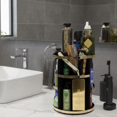 Imagem de Organizador Giratório Para Maquiagem 360º Acrílico Prateleira Preto Do