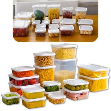 Imagem de Kit Completo Com 17 Potes Plásticos Transparente Com Tampas De Vedação