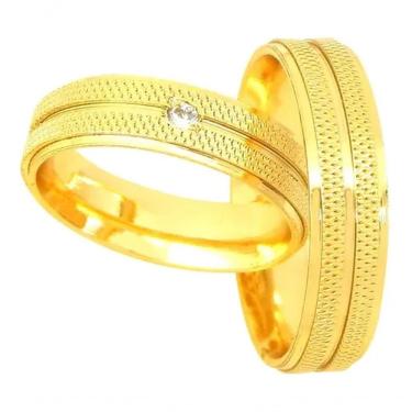 Imagem de Par De Alianças Banhada Ouro 18k 5mm Friso E Recartilhada